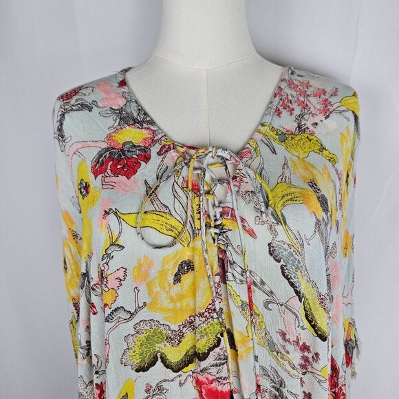 Z & L Floral Boho Tunic Caftan Top Dress Coverup S or Medium Lightweight Green - Picture 5 of 11